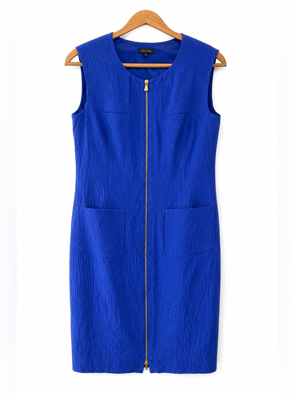 Escada Electric Blue Zip-Front Sheath Dress - Size 8/10 (EU 40)